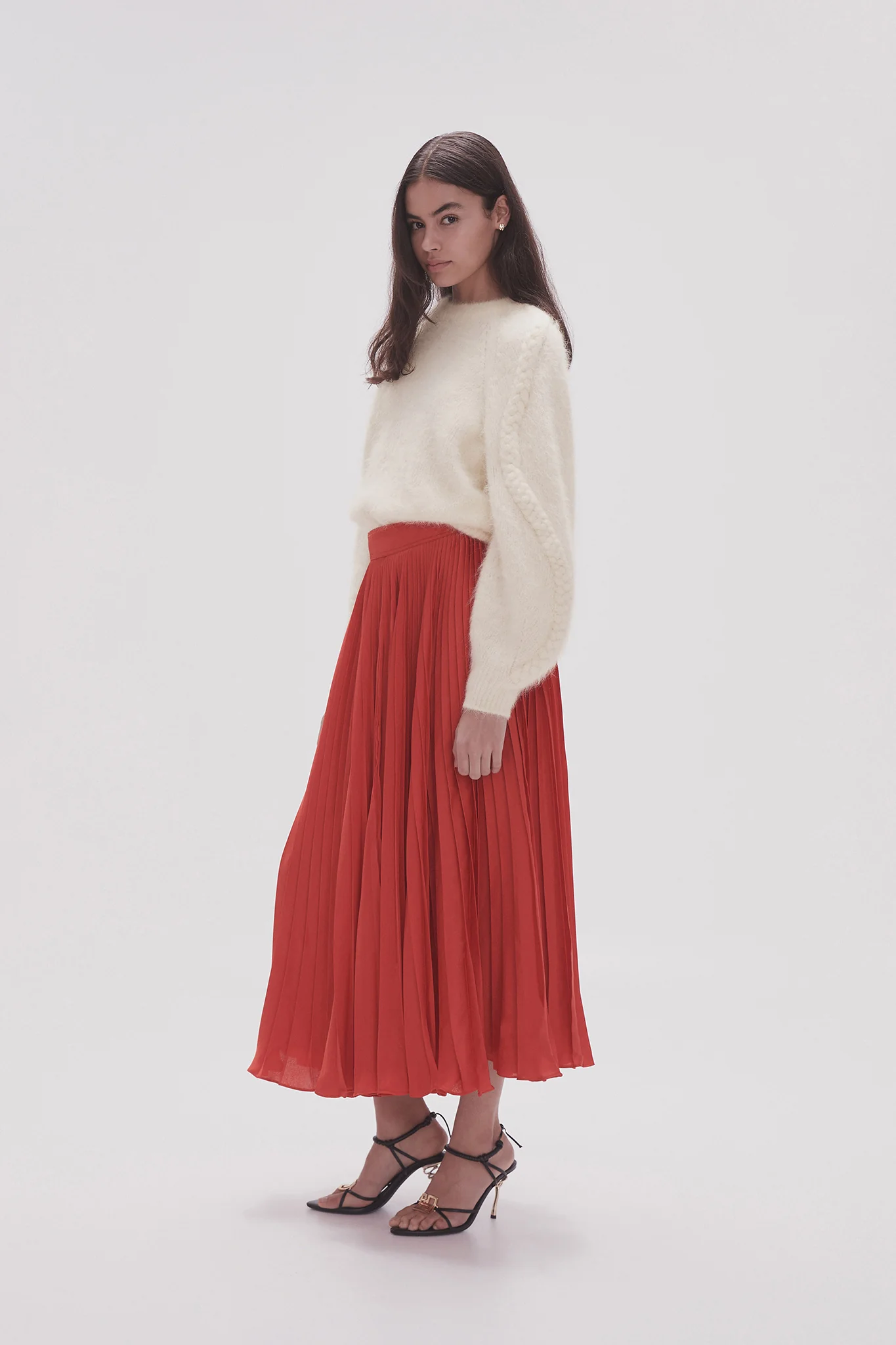 Wondrous Pleated Satin Skirt - Image 3