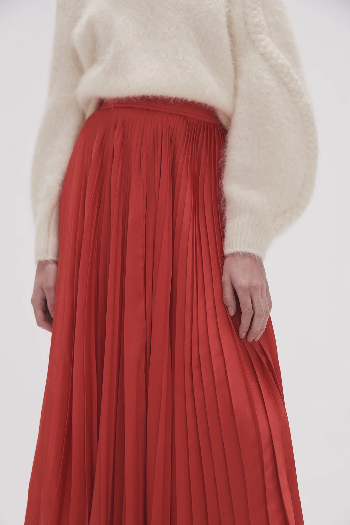 Wondrous Pleated Satin Skirt - Image 4
