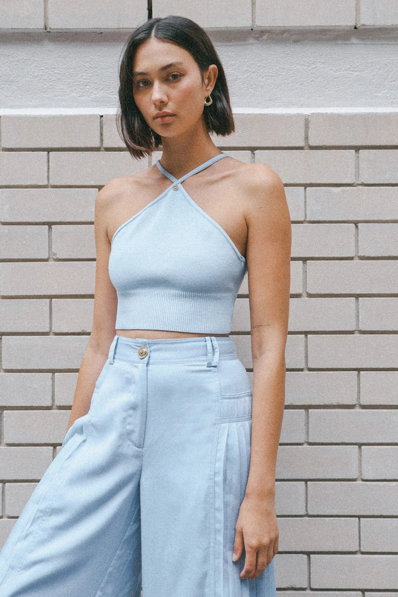 Xanthe Halter Knit Crop Top - Image 7